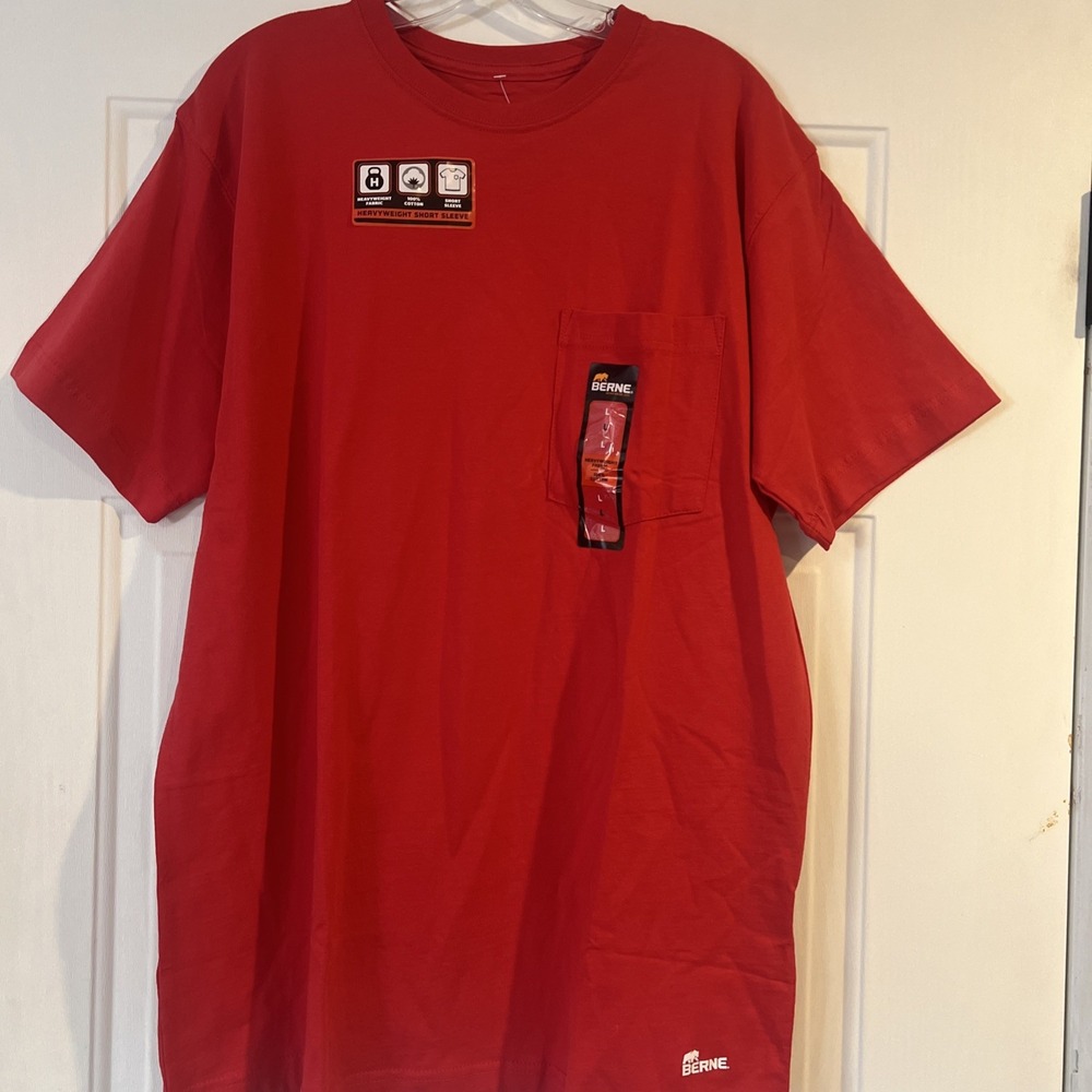 New- Berne‎ Workwear Shirt Men's Large Red Cotton Heavyweight Short Sleeve Tee